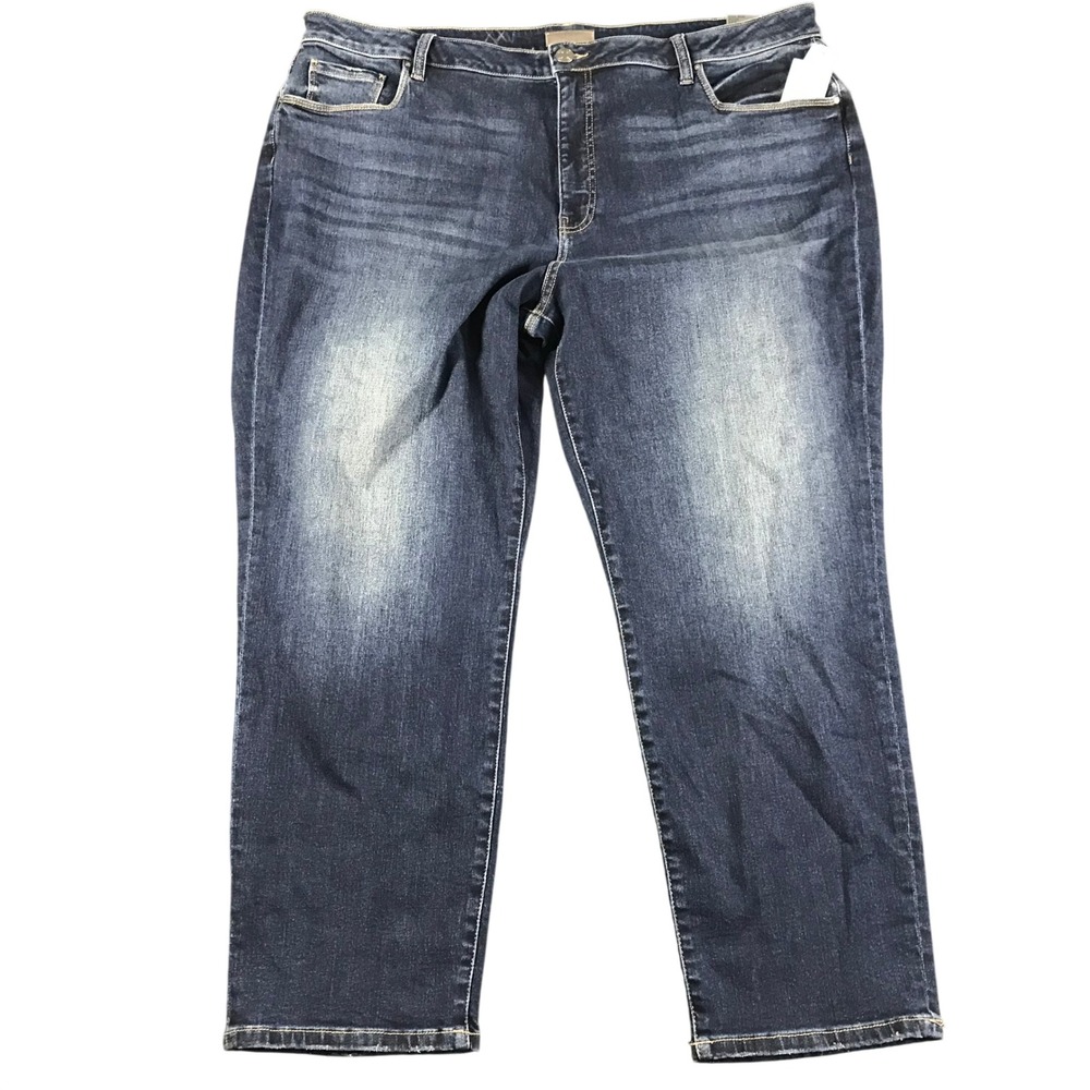 Kut from the Kloth Womens 24W High Rise Straight Leg Blue Denim Jeans Dark Wash